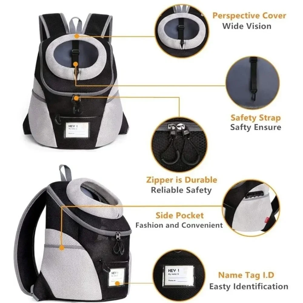 🔸️NWT Gray & Black Breathable Small Pet Travel Carrier Backpack